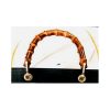 Manici per borsetta in bambu' con  ganci diametro esterno cm 23 x 13 oro - immagine 3