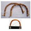 Manici per borsetta in bambu' con  ganci diametro esterno cm 23 x 13 oro - immagine 4