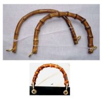 Manici per borsetta in bambu' con  ganci diametro esterno cm 23 x 13 oro