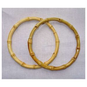 Manici per borsetta in bambu' ovale con base dritta rigida diametro esterno cm 20 x 14