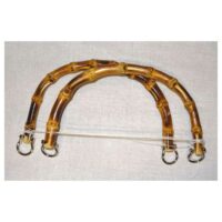 Manici per borsetta in bambu' con  ganci diametro esterno cm 23 x 13 argento
