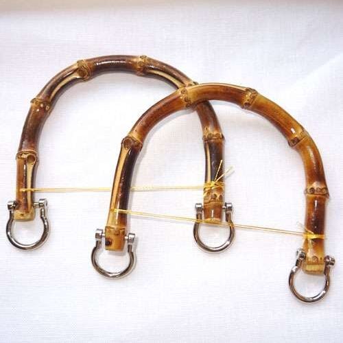 Manici per borsetta bambu' con ganci  cm 16,5 x 13 argento