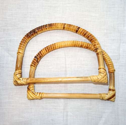 Manici per borsetta in bambu' con base dritta rigida diametro esterno cm 18 x 12