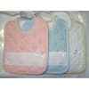 Bavagliolo in spugna con banda in aida: azzurro-rosa-nocciola - immagine 3