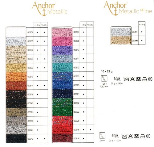 ARTISTE METALLIC ANCHOR, TANTISSIMI COLORI GOMITOLI GR 25/100MT