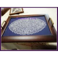 Vassoio arte povera rettangolare con 2 maniglie, cm 36 x 46, vetro cm 29 x 39