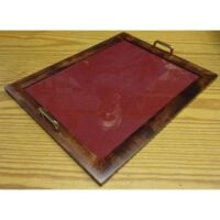 Vassoio arte povera rettangolare con 2 maniglie, cm 36 x 46, vetro cm 29 x 39