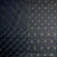 Sashiko pannello ricamabile cm 60 x 115, nero, 8 quadrati di cm 30 x 27