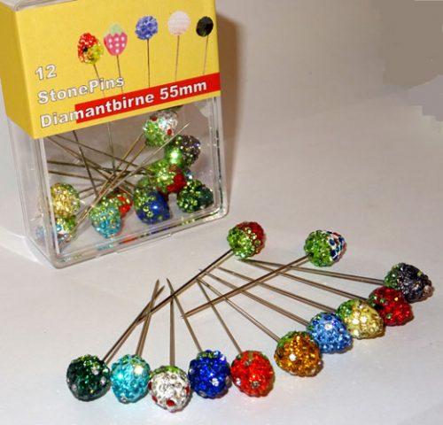 Spilloni fragolina diamantati, 12pz