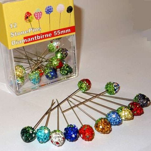 Spilloni fragolina diamantati, 12pz