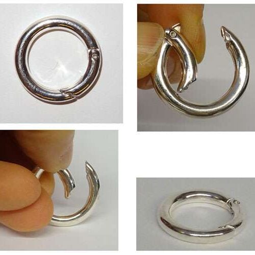 Moschettone tondo per borsetta con chiusura a scatto,  argento o oro LUCIDO mm 25