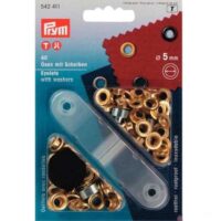 Occhielli con rondelle prym 542410, mm 5 nero, oro o argento