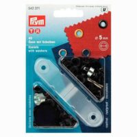 Occhielli con rondelle prym 542410, mm 5 nero, oro o argento