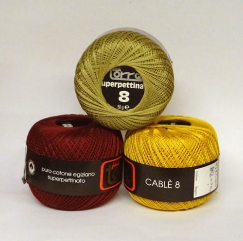 Jolly/cable' n°8 gr 50 torre cotone egiziano superpettinato, 10 gomitoli misti