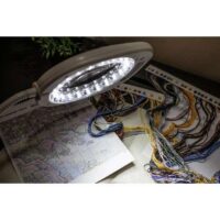 Lampada purelite 3 in 1/ 21 led, lente mm130/2x, base e pinza  da tavolo e da terra