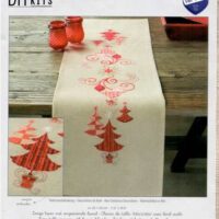 Runner in tela aida greggia misto lino, cm 32 x 102, red christmas decorations, vervaco