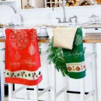 Asciugapiatti dmc "palle di natale 2021" cm 60 x 80, ecru'-rosso-verde