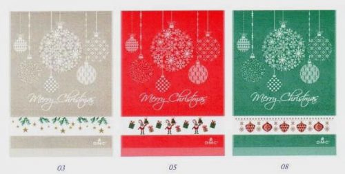 Asciugapiatti dmc "palle di natale 2021" cm 60 x 80, ecru'-rosso-verde