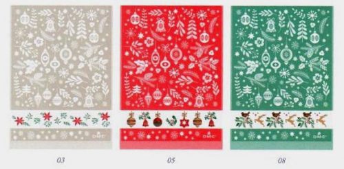 Asciugapiatti dmc "fantasia di natale 2021 " cm 60 x 80, ecru'-rosso-verde