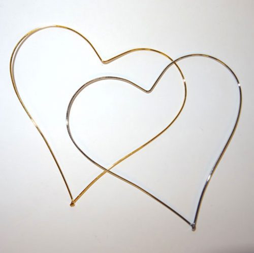 Cuori metallo  simmetrici cm 8,5 x 8 spessore mm 0,84 argento o oro