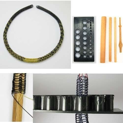 Telaietto per tubolare in metallo "drahtschmuck stricke" e cilindri legno