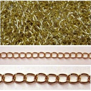Catena alluminio maglia doppia ovale mm 24x17 oro satinato, vendita a multipli di 50 cm