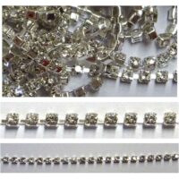 Catenella metallo silver con strass ss12  criss,  vendita a multipli di 50 cm