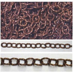 Catena alluminio maglia doppia ovale mm 24x17 oro satinato, vendita a multipli di 50 cm