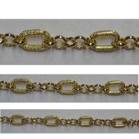 Catena  zigrinata alluminio, maglia mm 17 x 11,5 colore oro, italiana  vendita a multipli di 50 cm