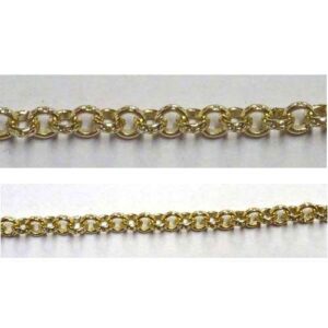 Catena alluminio maglia doppia ovale mm 24x17 oro satinato, vendita a multipli di 50 cm