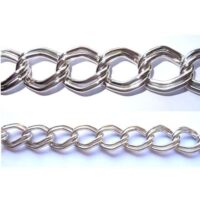 Catena alluminio maglia doppia romboidale  mm 23 argento,  vendita a multipli di 50 cm