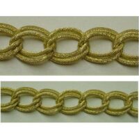 Catena alluminio maglia doppia ovale mm 24x17 oro chiaro satinato, vendita a multipli di 50 cm