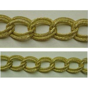 Catena alluminio maglia doppia ovale mm 24x17 oro satinato, vendita a multipli di 50 cm