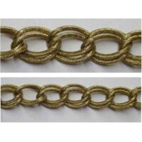 Catena alluminio maglia doppia ovale mm 24x17 oro satinato, vendita a multipli di 50 cm