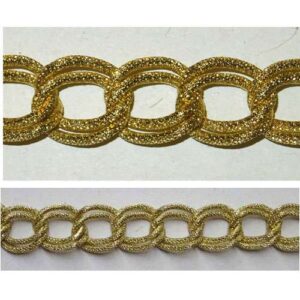 Catena alluminio maglia doppia ovale mm 24x17 oro satinato, vendita a multipli di 50 cm