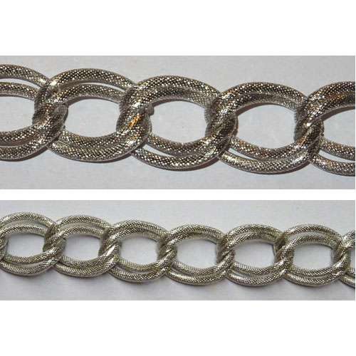 Catena alluminio maglia doppia ovale mm 24x17 argento satinato, vendita a multipli di 50 cm