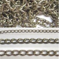 Catena  grumetta 80, maglia mm 6 x 3 colore nichel, vendita a multipli di 50 cm