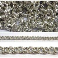 Catena  alluminio rollo zigrinata maglia mm 6 colore argento,  vendita a multipli di 50 cm