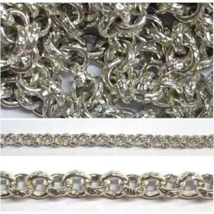 Catena alluminio maglia doppia ovale mm 24x17 oro satinato, vendita a multipli di 50 cm