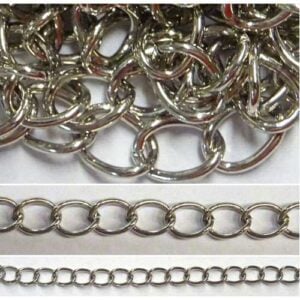 Catena alluminio maglia doppia ovale mm 24x17 oro satinato, vendita a multipli di 50 cm