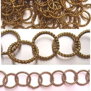 Catena alluminio maglia doppia ovale mm 24x17 oro satinato, vendita a multipli di 50 cm