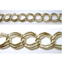 Catena alluminio maglia doppia romboidale  mm 23 oro,  vendita a multipli di 50 cm