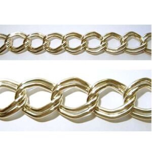 Catena alluminio maglia doppia ovale mm 24x17 oro satinato, vendita a multipli di 50 cm