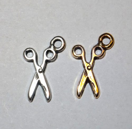 Charme in metallo ciondolo "forbici" cm 1,5 x 0,9 argento oppure oro