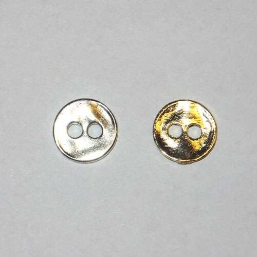Bottone in metallo mm 13 argento oppure oro, kit 2 pezzi