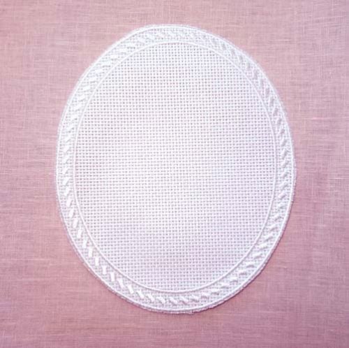 Inserto ovale in tela aida cm 15 x 12,5 bianco - immagine 2