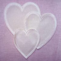 Inserto cuore in tela aida cm 12 x 10 ecru'
