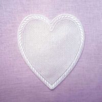 Inserto cuore in tela aida cm 12 x 10 ecru'