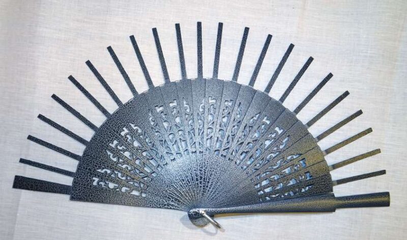 Struttura ventaglio legno crachele argento goccia merletto 6,5