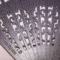 Struttura ventaglio legno crachele argento goccia merletto 6,5